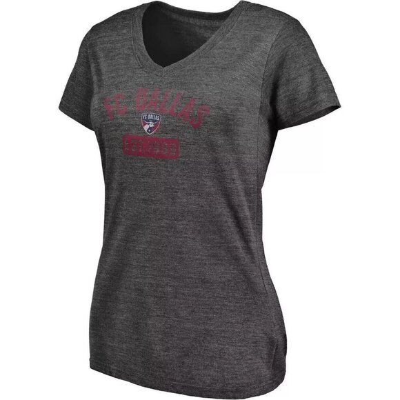 MLS Soccer FC Dallas Womens Gray Short Sleeve V-Neck T-Shirt Medium - Picture 1 of 6